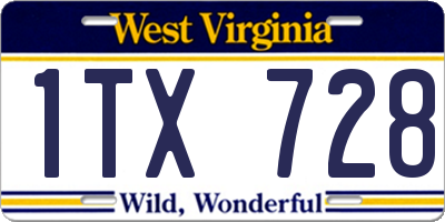 WV license plate 1TX728