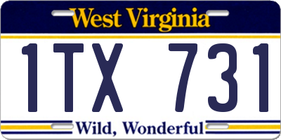 WV license plate 1TX731