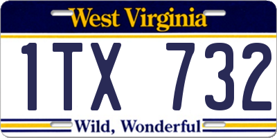WV license plate 1TX732
