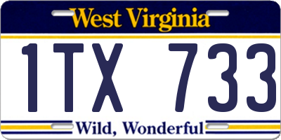 WV license plate 1TX733