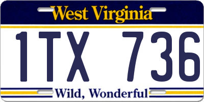 WV license plate 1TX736