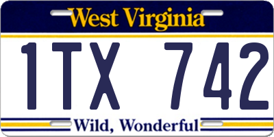 WV license plate 1TX742