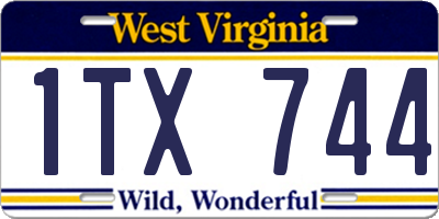 WV license plate 1TX744