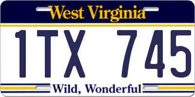WV license plate 1TX745