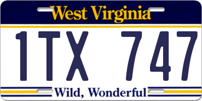WV license plate 1TX747