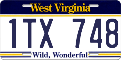WV license plate 1TX748