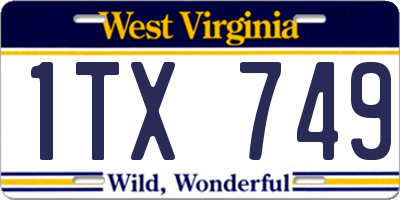 WV license plate 1TX749
