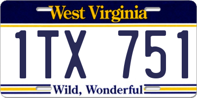 WV license plate 1TX751