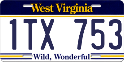 WV license plate 1TX753
