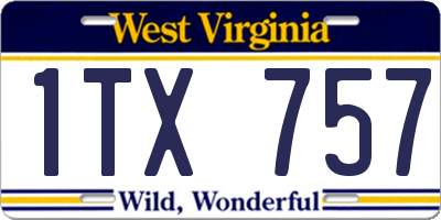 WV license plate 1TX757