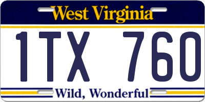 WV license plate 1TX760