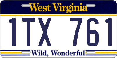 WV license plate 1TX761
