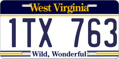 WV license plate 1TX763