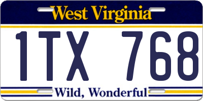 WV license plate 1TX768