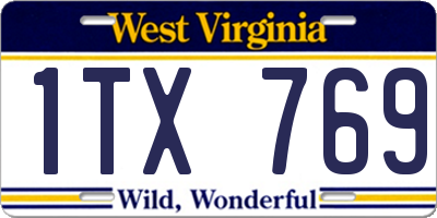 WV license plate 1TX769
