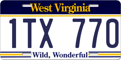 WV license plate 1TX770