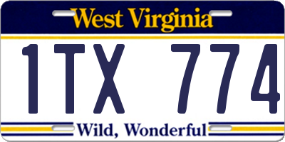 WV license plate 1TX774