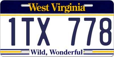 WV license plate 1TX778