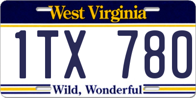 WV license plate 1TX780