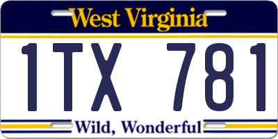 WV license plate 1TX781
