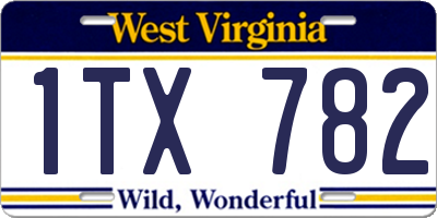 WV license plate 1TX782