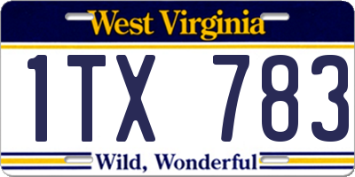 WV license plate 1TX783
