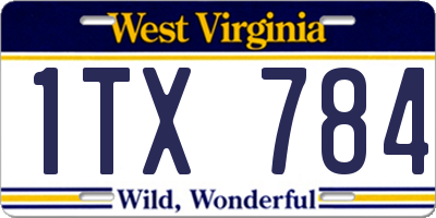 WV license plate 1TX784