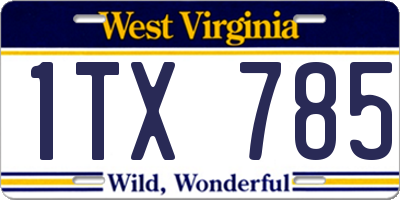WV license plate 1TX785