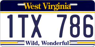 WV license plate 1TX786