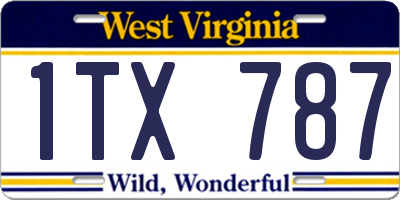 WV license plate 1TX787
