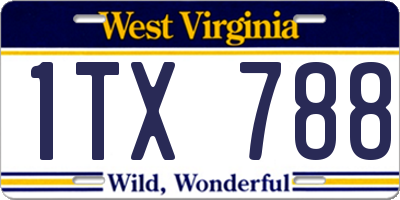 WV license plate 1TX788