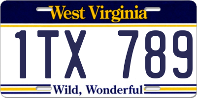 WV license plate 1TX789