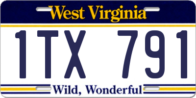 WV license plate 1TX791