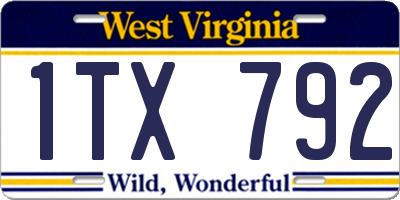 WV license plate 1TX792