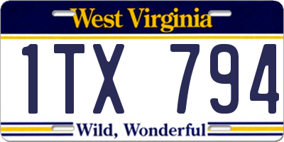 WV license plate 1TX794