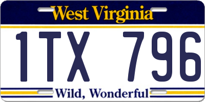 WV license plate 1TX796