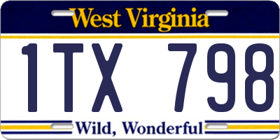 WV license plate 1TX798