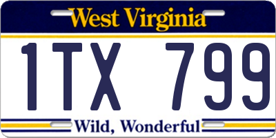 WV license plate 1TX799