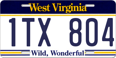 WV license plate 1TX804