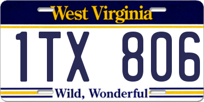 WV license plate 1TX806