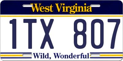 WV license plate 1TX807