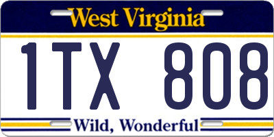 WV license plate 1TX808