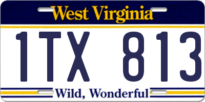 WV license plate 1TX813