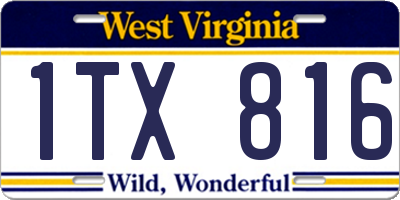 WV license plate 1TX816