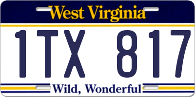 WV license plate 1TX817