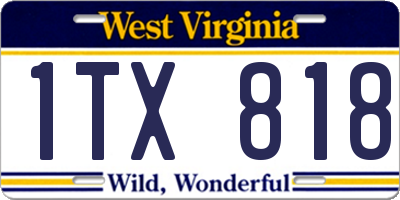 WV license plate 1TX818
