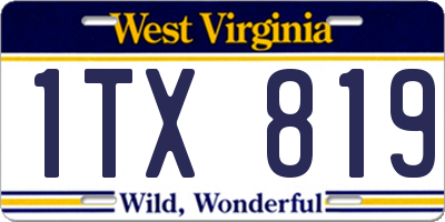 WV license plate 1TX819