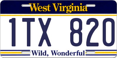 WV license plate 1TX820