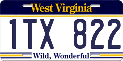 WV license plate 1TX822