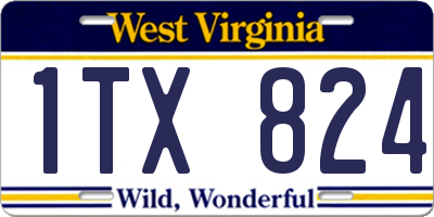 WV license plate 1TX824